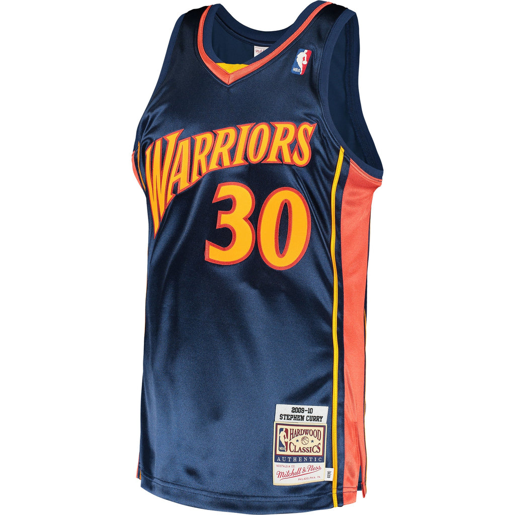Men's Golden State Warriors Stephen Curry Mitchell & Ness Navy 2009/10 Hardwood Classics Authentic Jersey