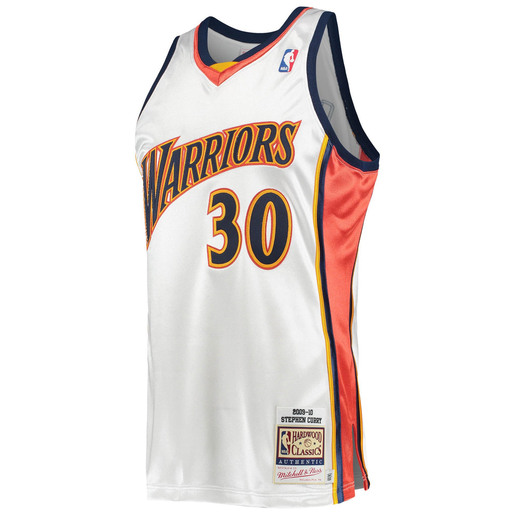 Men's Golden State Warriors Stephen Curry Mitchell & Ness White 2009/10 Hardwood Classics Authentic Jersey