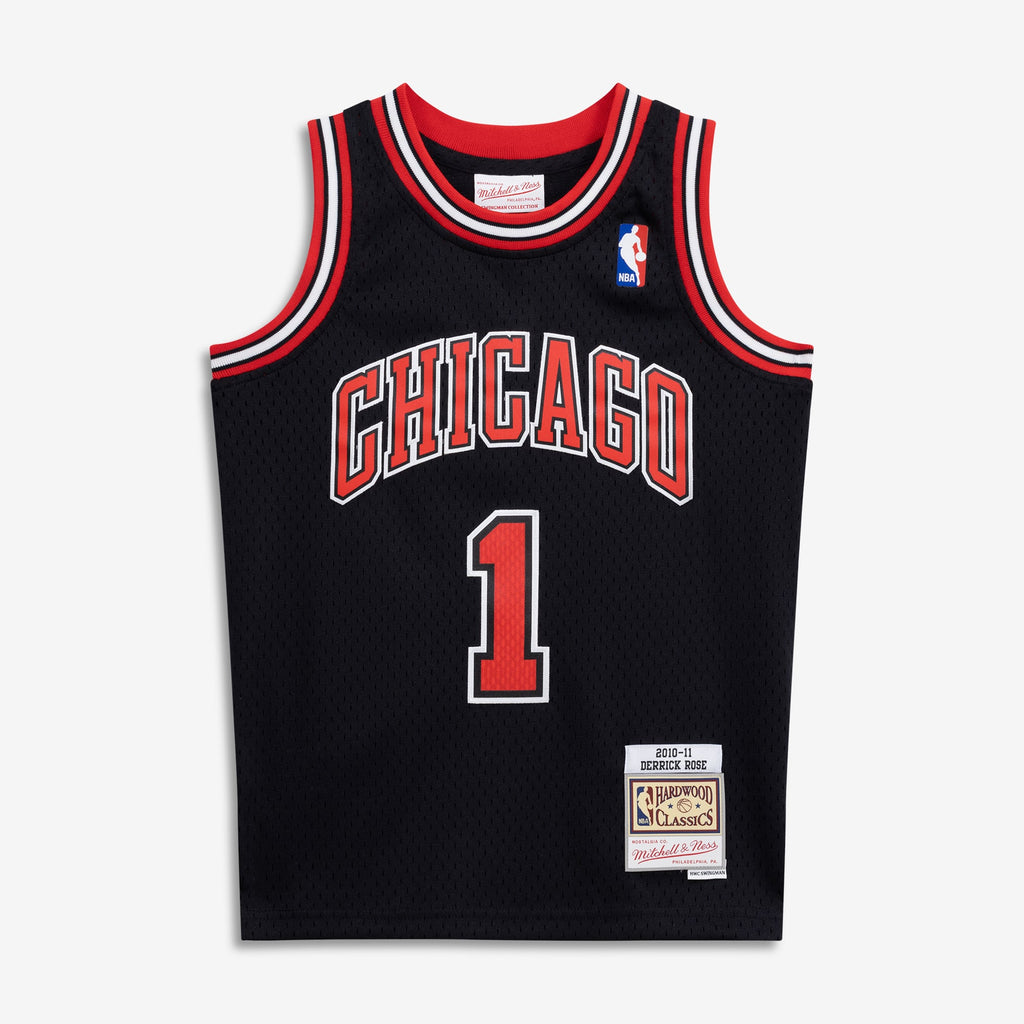 Youth Chicago Bulls Derrick Rose Mitchell & Ness Black 2010/11 Hardwood Classics Swingman Jersey