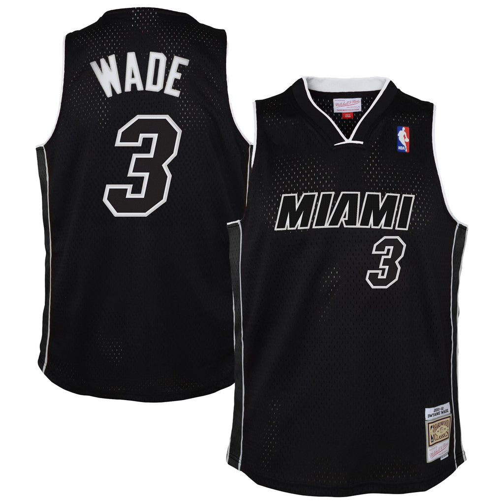 Youth Miami Heat Dwyane Wade Mitchell & Ness Black 2011/12 Hardwood Classics Swingman Alternate Jersey