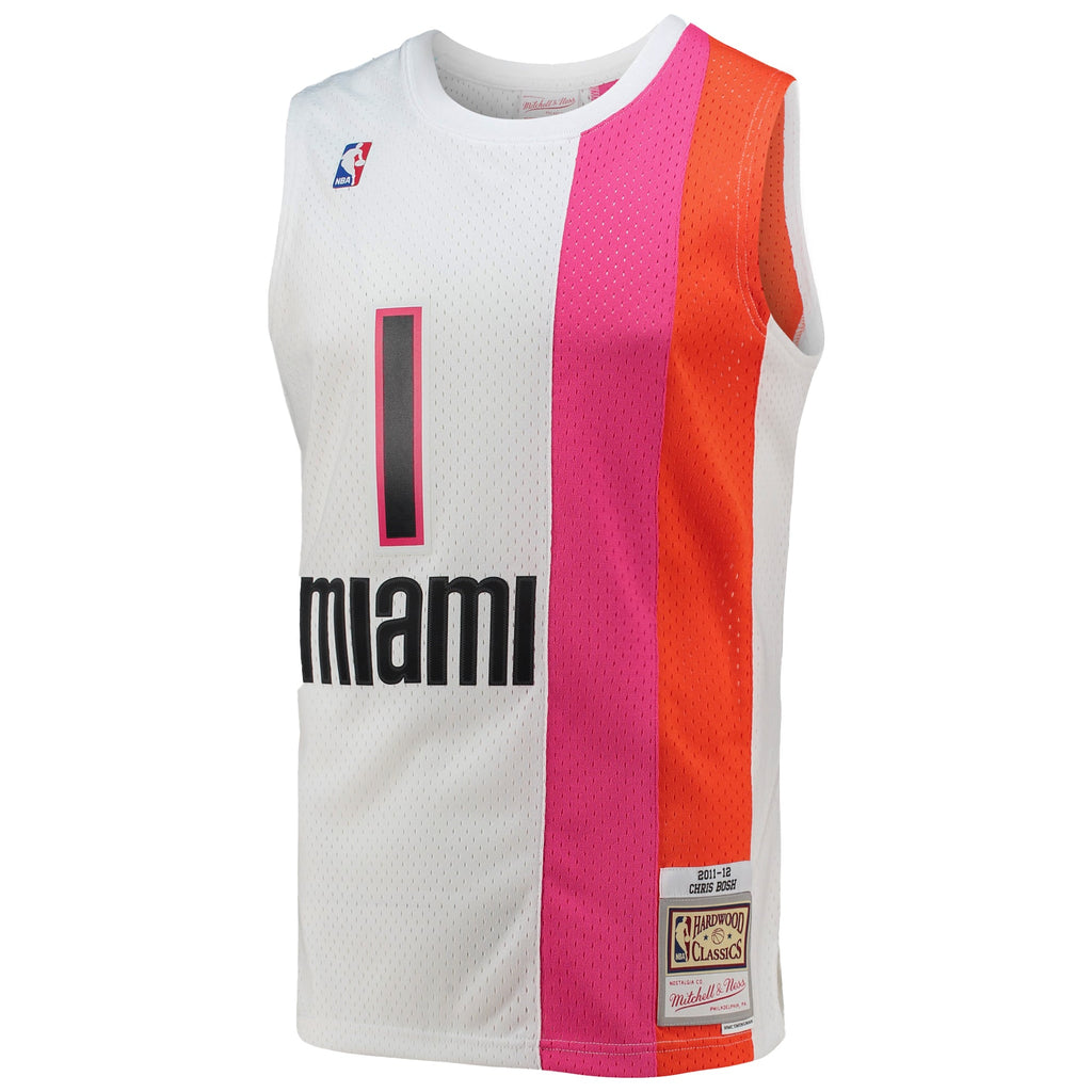 Men's Miami Heat Chris Bosh Mitchell & Ness White 2011/12 Hardwood Classics Swingman Jersey