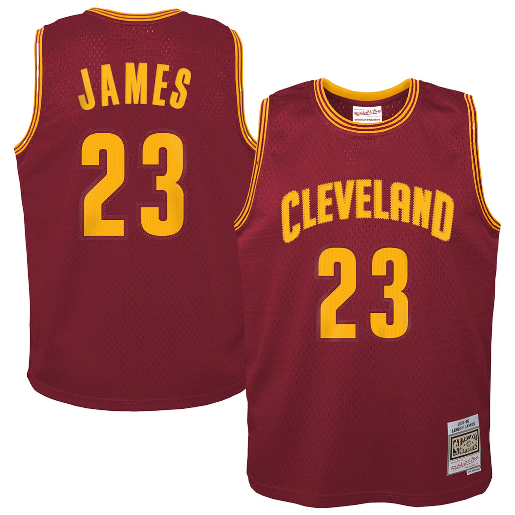 Youth Cleveland Cavaliers LeBron James Mitchell & Ness Wine 2015/16 Hardwood Classics Swingman Jersey