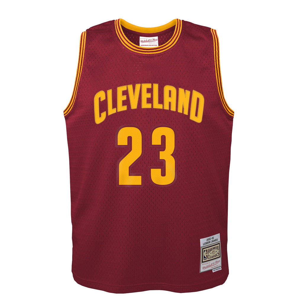 Youth Cleveland Cavaliers LeBron James Mitchell & Ness Wine 2015/16 Hardwood Classics Swingman Jersey
