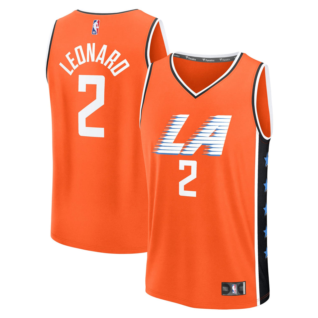 Men's LA Clippers Kawhi Leonard Fanatics Orange 2025/26 City Edition Fast Break Jersey