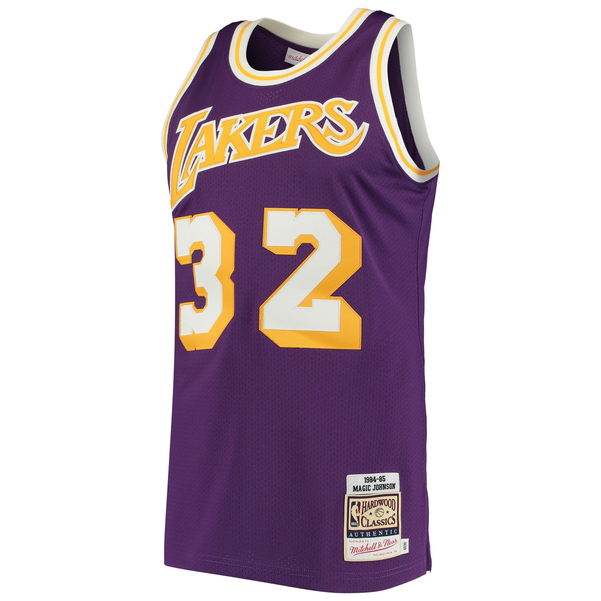 Men's Los Angeles Lakers Magic Johnson Mitchell & Ness Purple 1984/85 Hardwood Classics Authentic Jersey