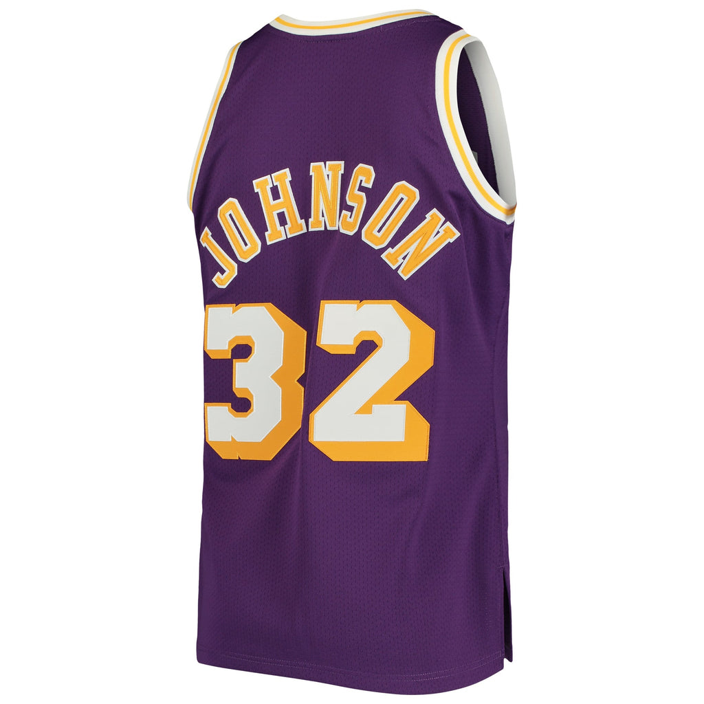 Men's Los Angeles Lakers Magic Johnson Mitchell & Ness Purple 1984/85 Hardwood Classics Authentic Jersey