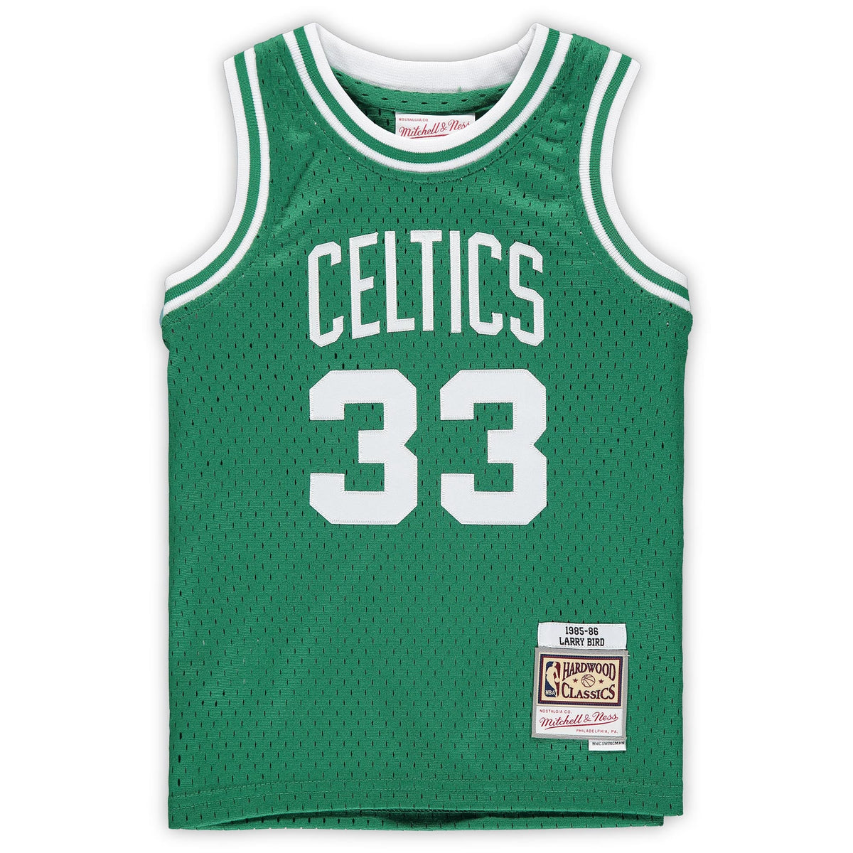 Preschool Boston Celtics Larry Bird Mitchell & Ness Kelly Green 1985/86 Hardwood Classics Throwback Team Jersey