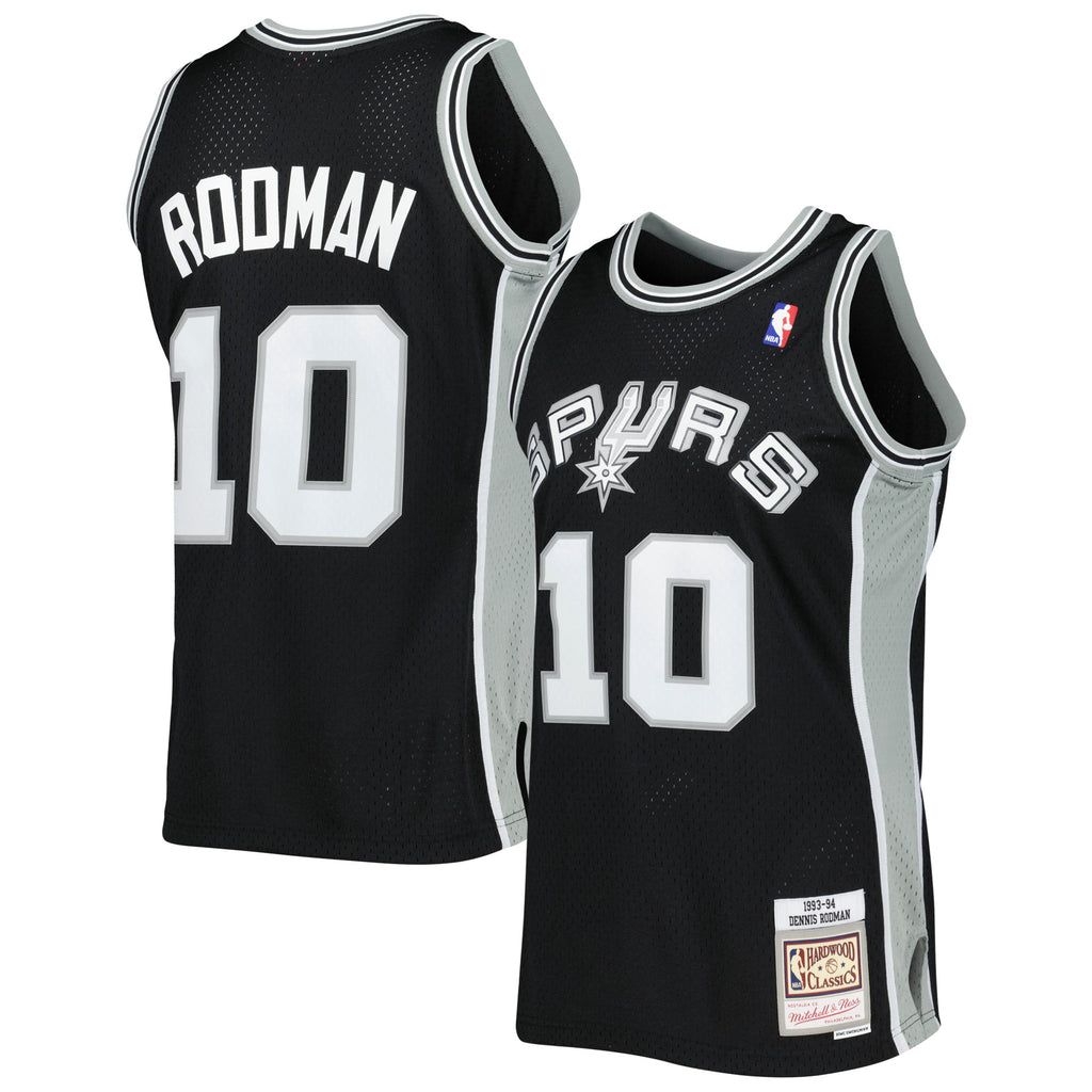 Men's San Antonio Spurs Dennis Rodman Mitchell & Ness Black 1993/94 Hardwood Classics Swingman Jersey