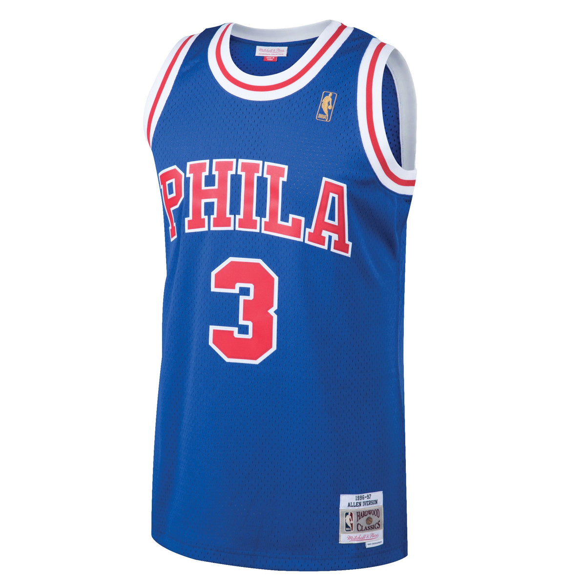 Men's Philadelphia 76ers Allen Iverson Mitchell & Ness Royal 1996/97 Hardwood Classics Swingman Jersey