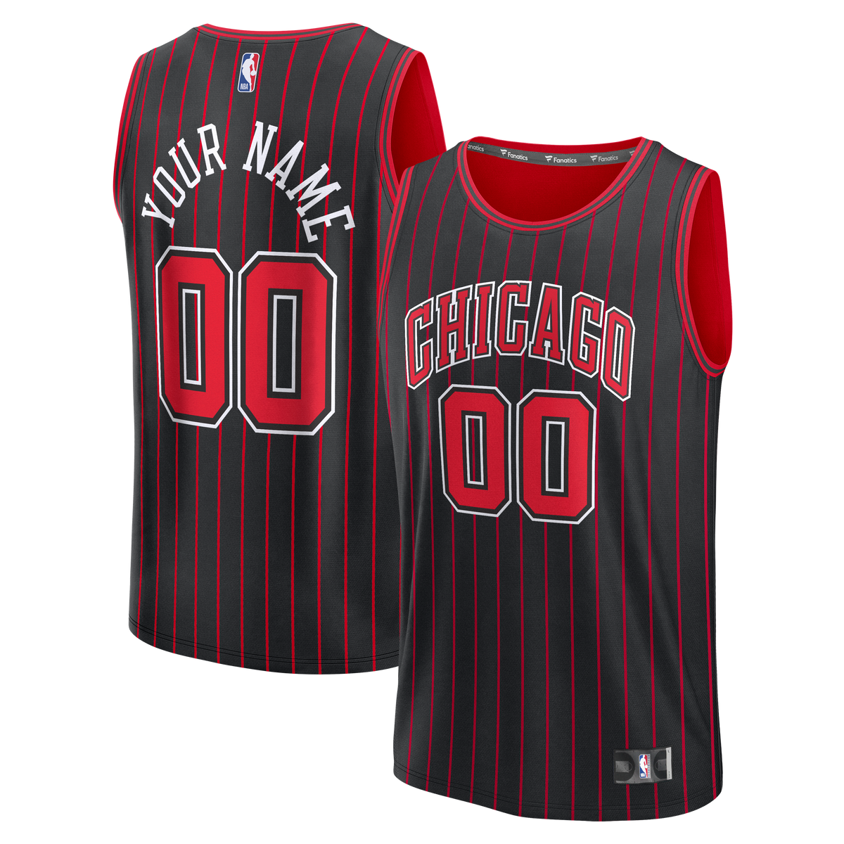 Men's Chicago Bulls  Fanatics Black Fast Break Custom Jersey - Icon Edition