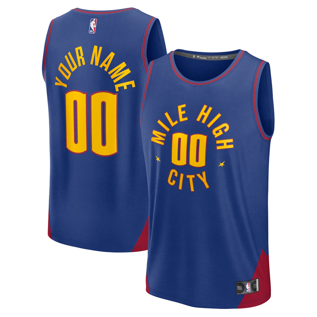 Men's Denver Nuggets Fanatics Blue Fast Break Custom Jersey - Statement Edition