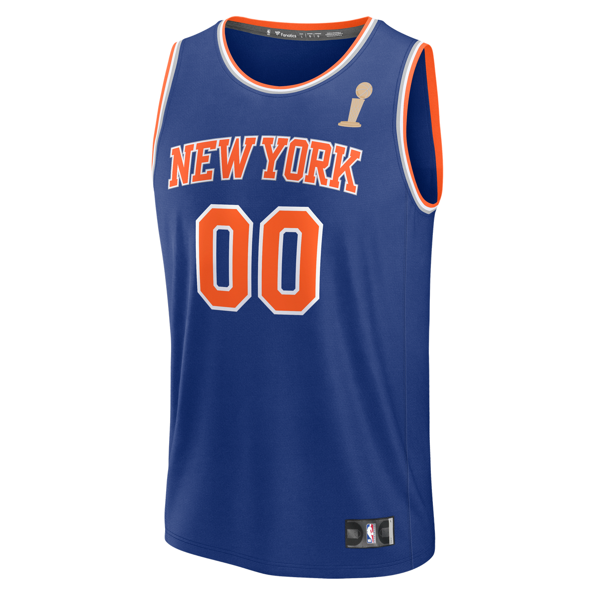 Men's New York Knicks Fanatics Blue 2026 NBA Finals Champions Fast Break Custom Jersey - Icon Edition