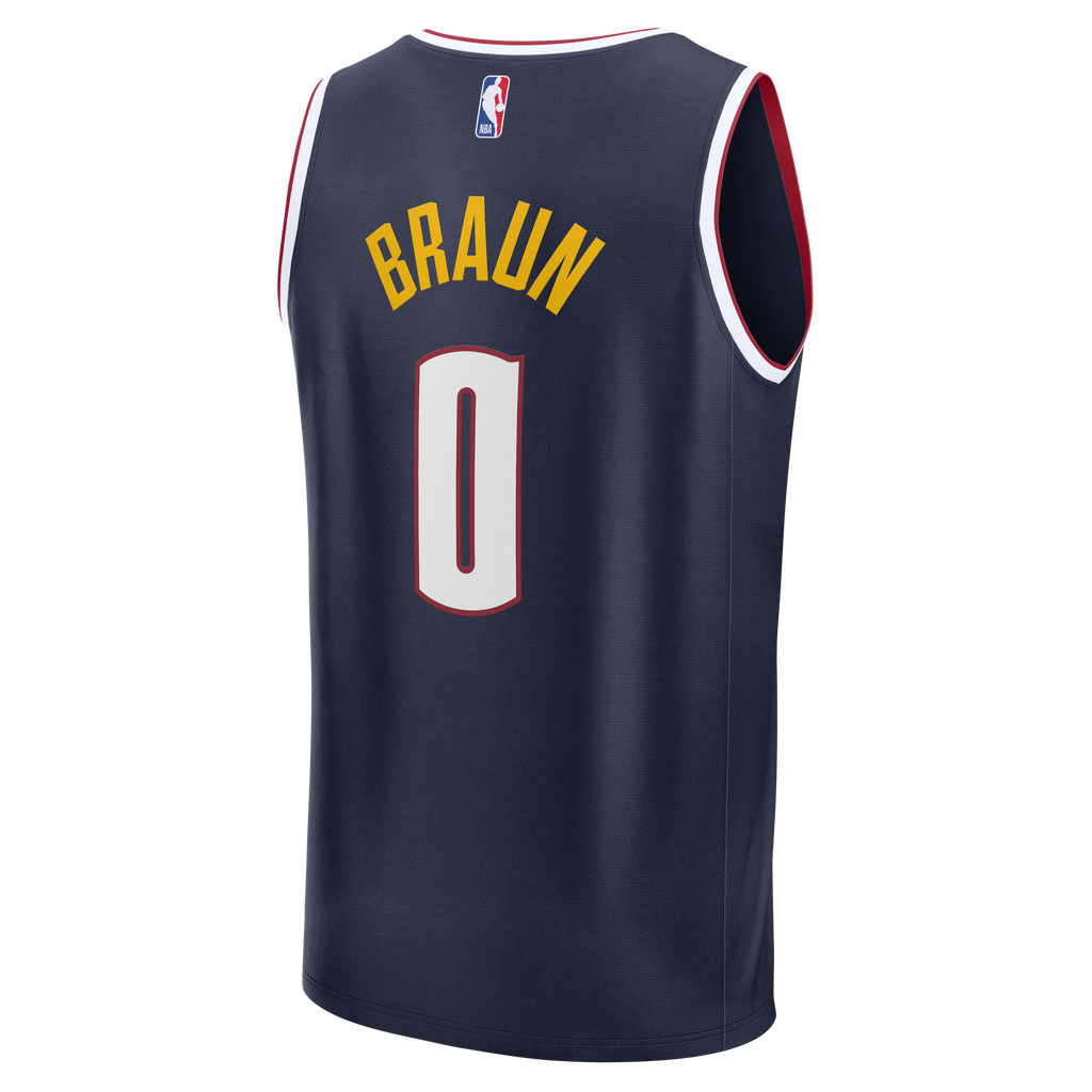 Men's Denver Nuggets Christian Braun Fanatics Navy Fast Break Replica Jersey - Icon Edition