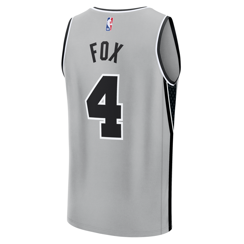 Men's San Antonio Spurs De'Aaron Fox Fanatics Silver Fast Break Jersey - Statement Edition