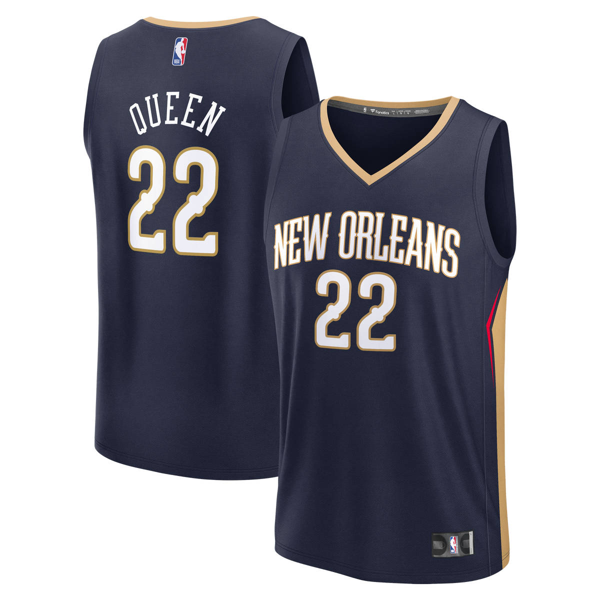 Men's New Orleans Pelicans Derik Queen Fanatics Navy Fast Break Replica Jersey - Icon Edition