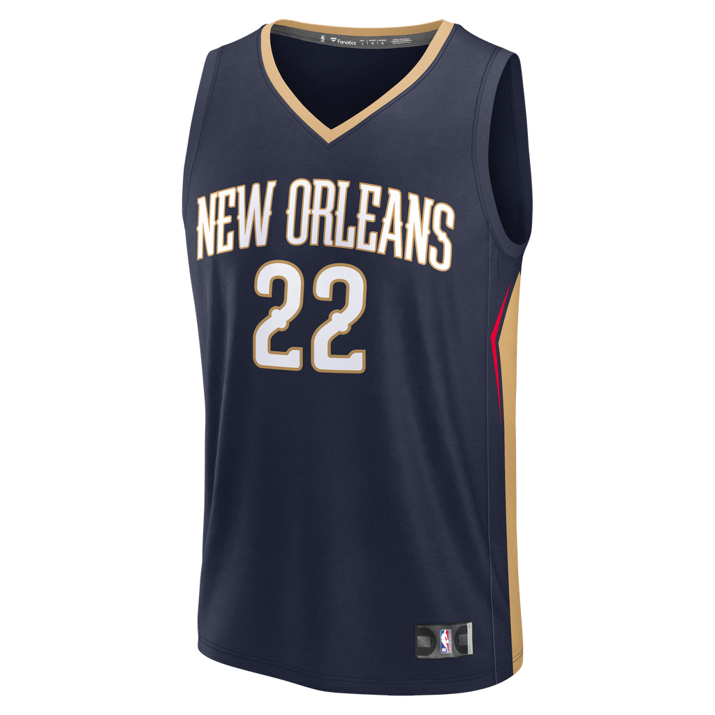 Men's New Orleans Pelicans Derik Queen Fanatics Navy Fast Break Replica Jersey - Icon Edition