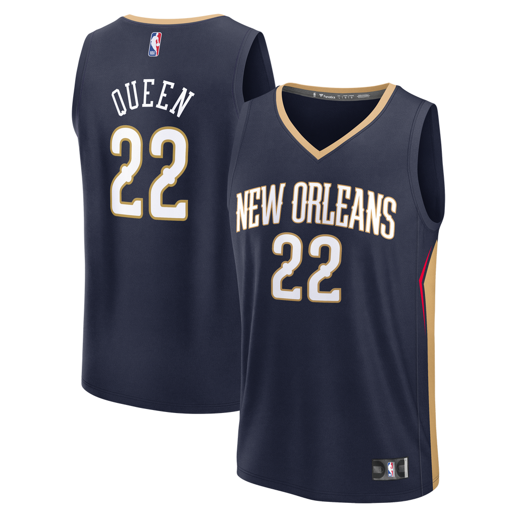 Men's New Orleans Pelicans Derik Queen Fanatics Navy Fast Break Replica Jersey - Icon Edition