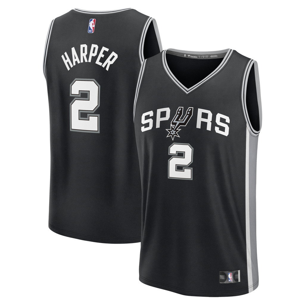 Men's San Antonio Spurs Dylan Harper Fanatics Black Fast Break Jersey - Icon Edition