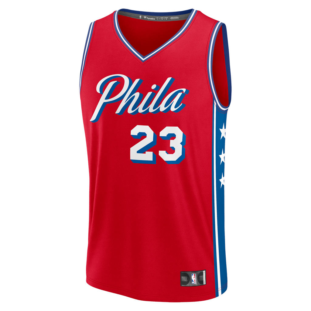 Men's Philadelphia 76ers LeBron James Fanatics Red Fast Break Jersey - Statement Edition