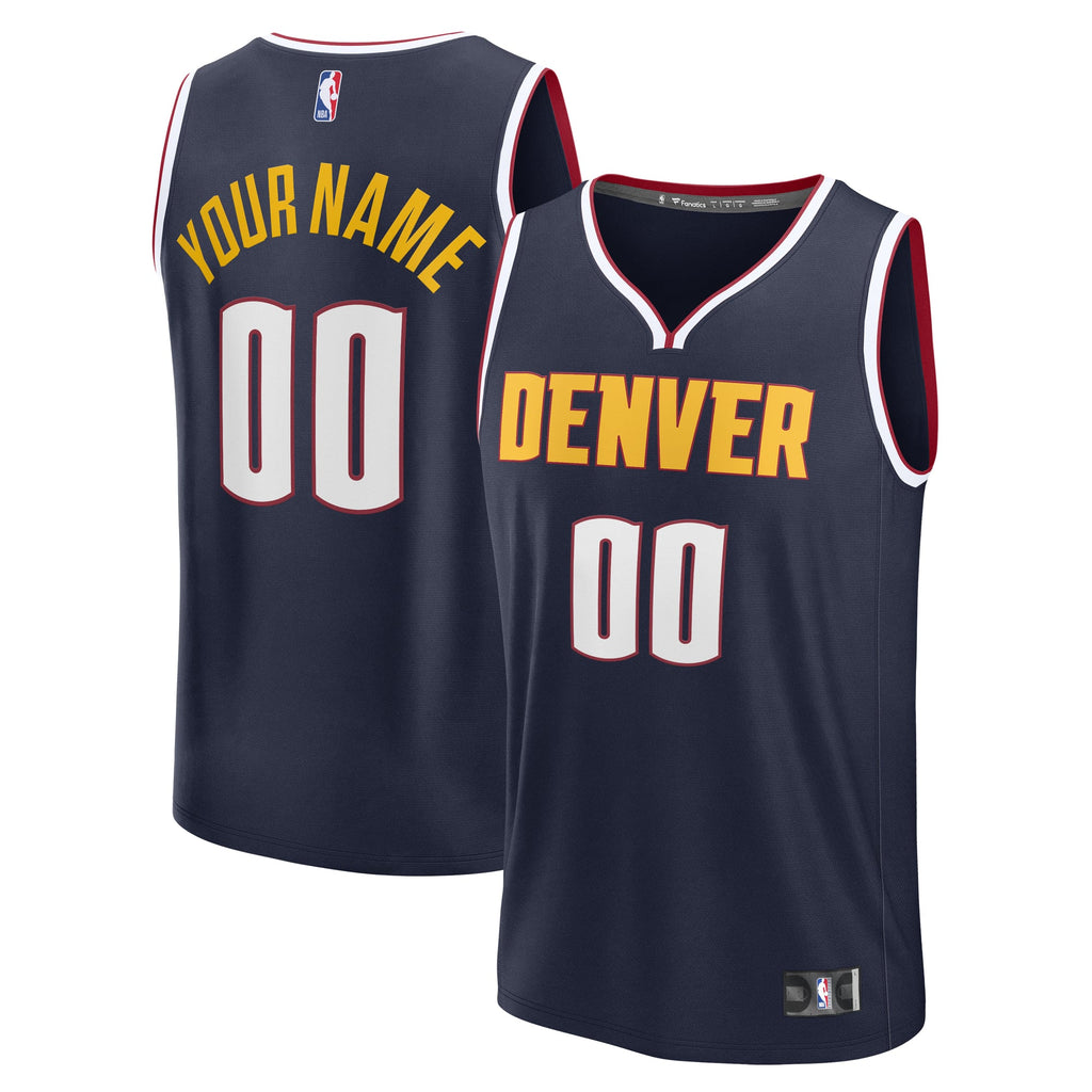 Men's Denver Nuggets Fanatics Navy Fast Break Custom Jersey - Icon Edition