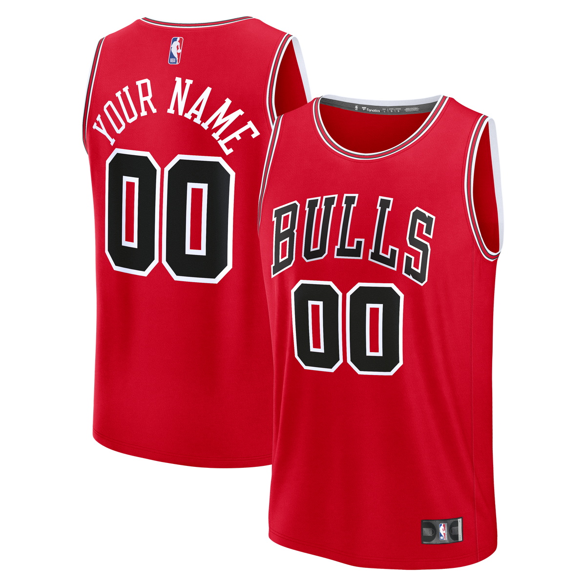 Men's Chicago Bulls  Fanatics Red Fast Break Custom Jersey - Icon Edition