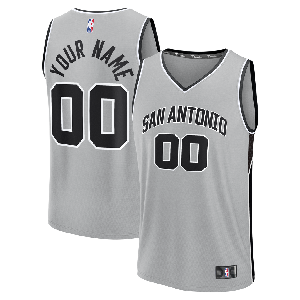 Men's San Antonio Spurs Fanatics Silver Fastbreak Custom Jersey - Statement Edition