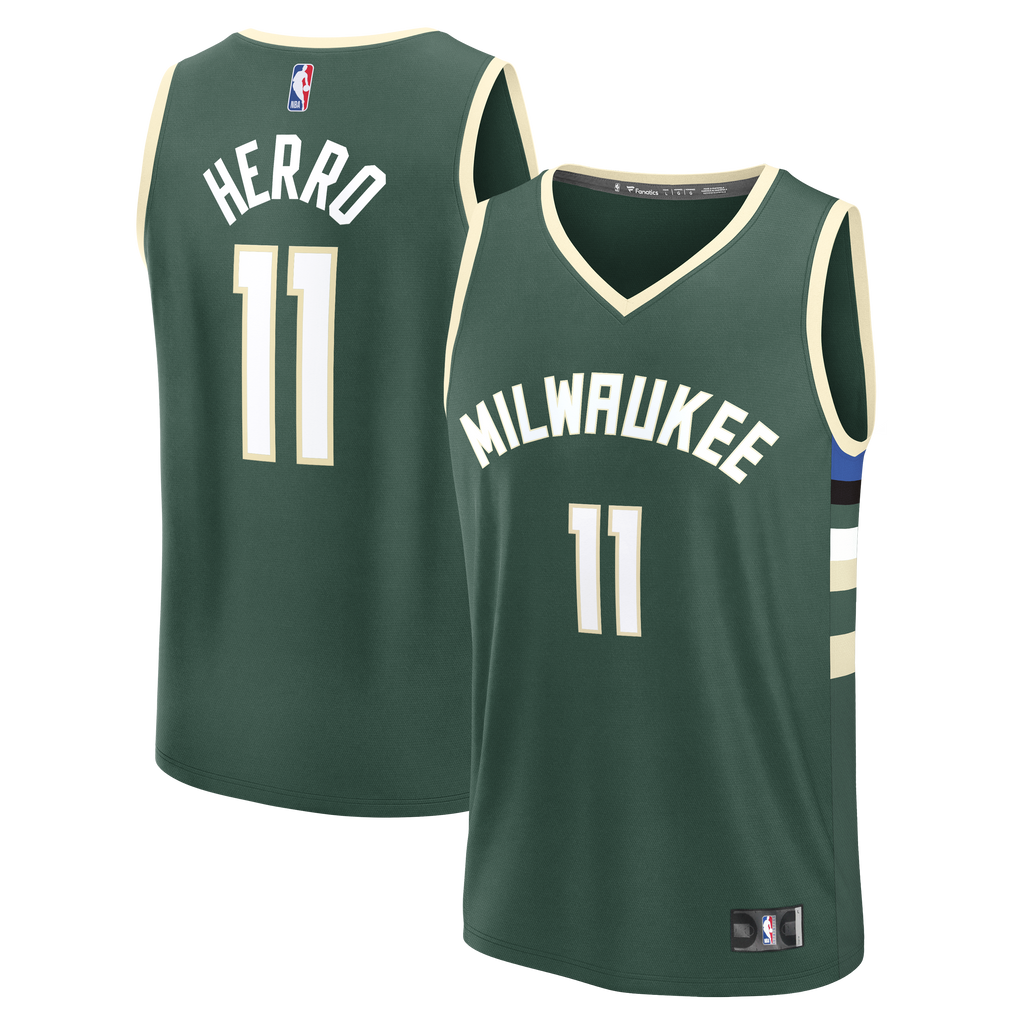 Men's Milwaukee Bucks Tyler Herro Fanatics Hunter Green Fast Break Replica Jersey - Icon Edition