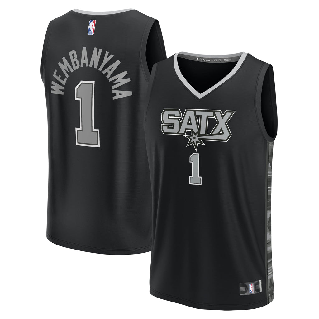 Men's San Antonio Spurs Victor Wembanyama Fanatics Black Fast Break Replica Player Jersey - Statement Edition