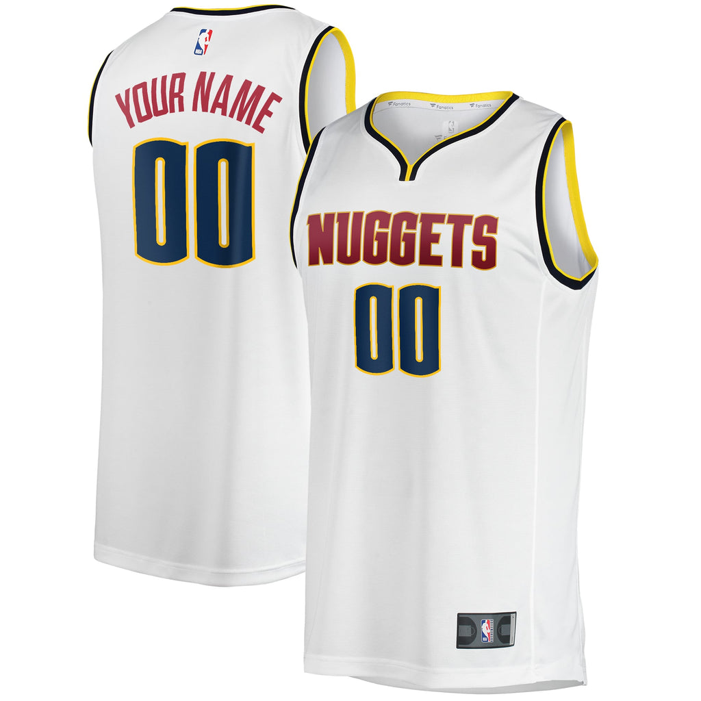 Men's Denver Nuggets Fanatics White Fast Break Custom Replica Jersey - Association Edition
