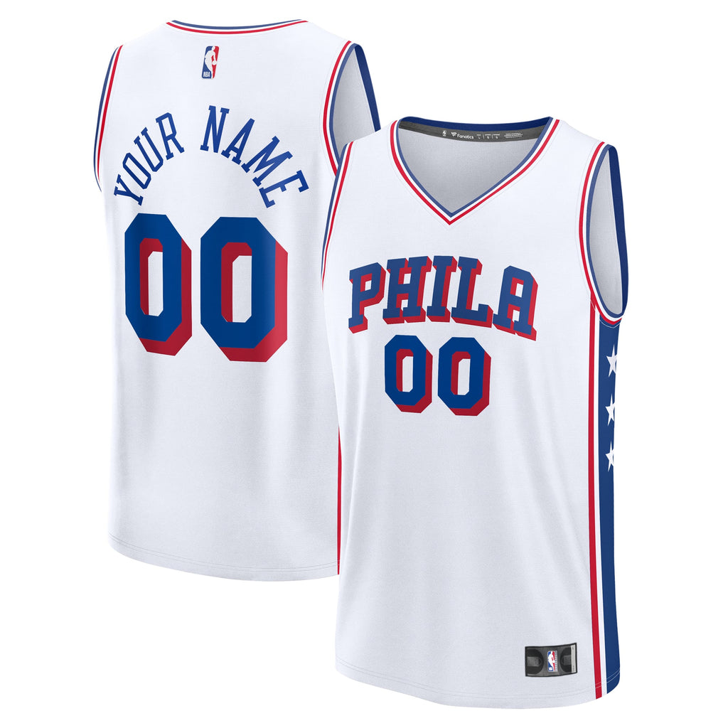 Men's Philadelphia 76ers Fanatics White Fast Break Custom Jersey - Association Edition