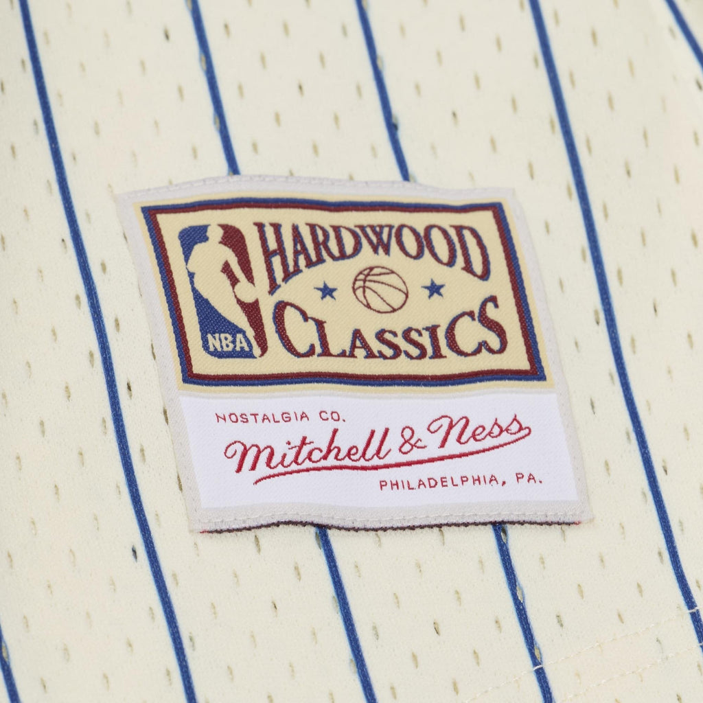 Men's New York Knicks Carmelo Anthony Mitchell & Ness Cream Hardwood Classics Player Mesh Button-Front Jersey
