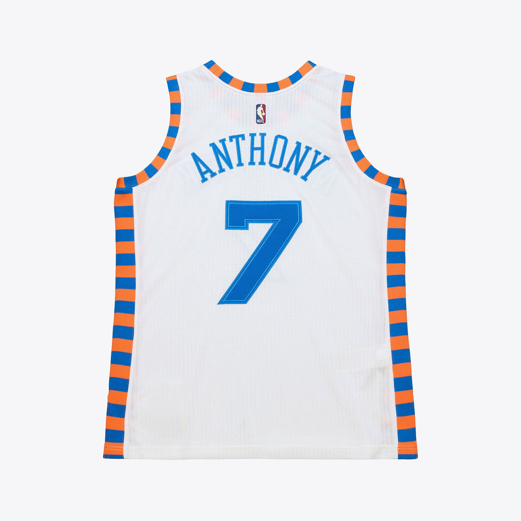 Men's New York Knicks Carmelo Anthony Mitchell & Ness White 2015-16 Hardwood Classics Authentic Jersey