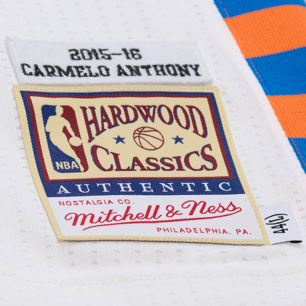 Men's New York Knicks Carmelo Anthony Mitchell & Ness White 2015-16 Hardwood Classics Authentic Jersey