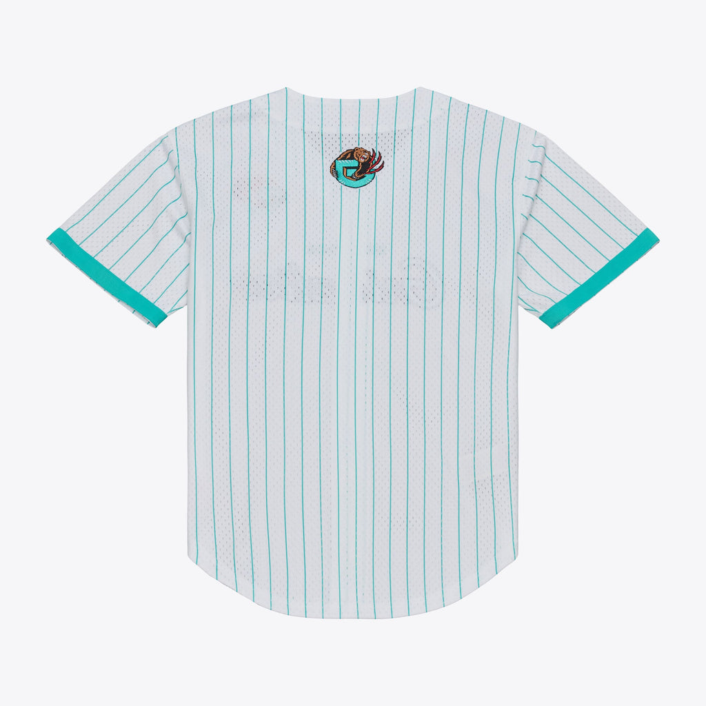 Men's Memphis Grizzlies Mitchell & Ness White Head Coach Pinstripe Mesh Full-Button Baseball Jersey