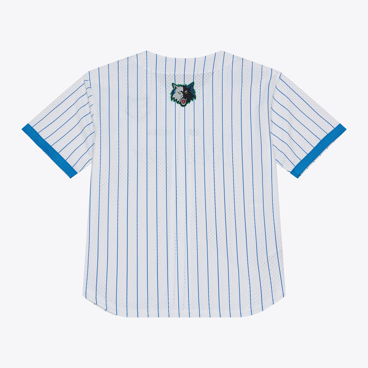 Men's Minnesota Timberwolves Mitchell & Ness White Head Coach Pinstripe Mesh Full-Button Baseball Jersey
