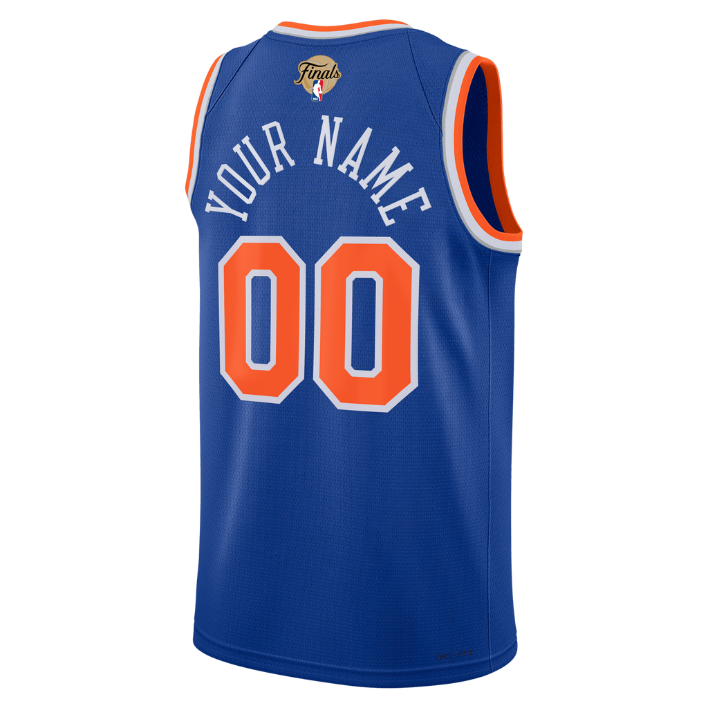 Unisex New York Knicks Nike Blue 2026 NBA Finals Patch Swingman Custom Jersey - Icon Edition