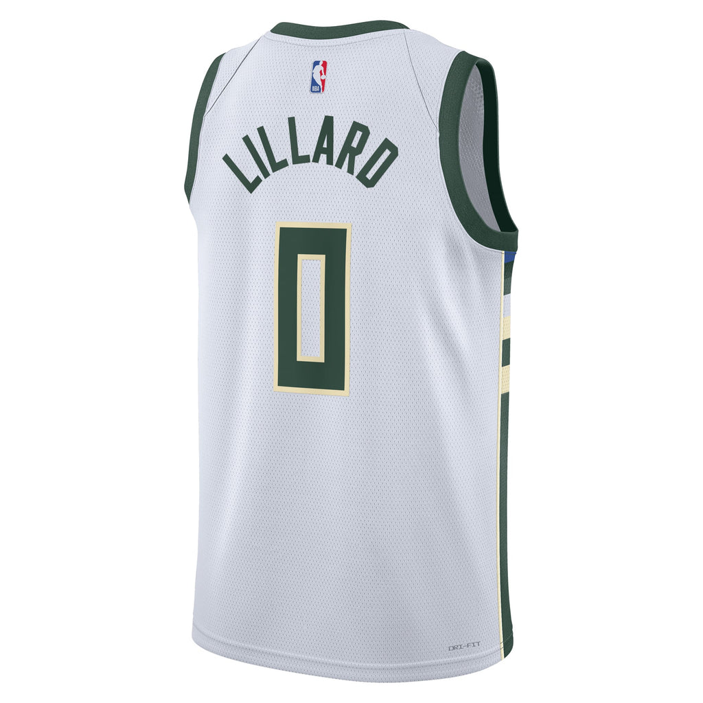 Unisex Milwaukee Bucks Damian Lillard Nike White Fear The Deer Swingman Player Jersey - Association Edition