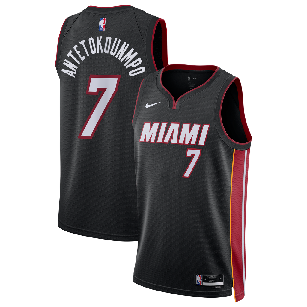 Unisex Miami Heat Giannis Antetokounmpo Nike Black Swingman Jersey - Icon Edition