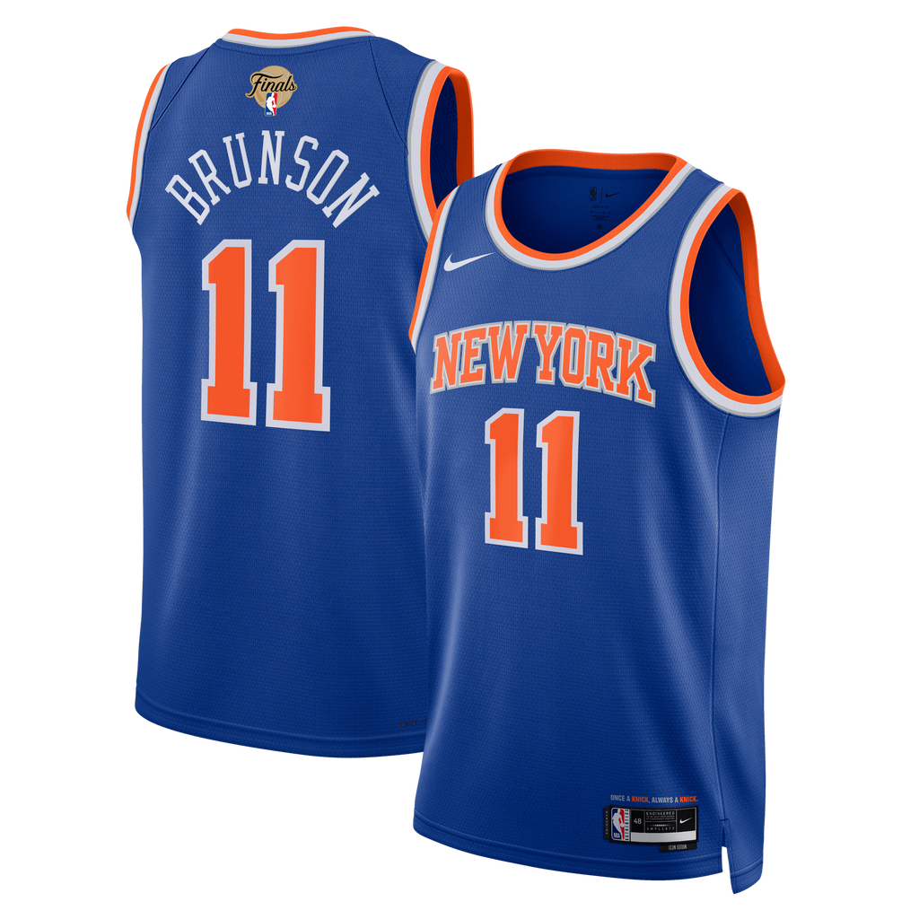 Unisex New York Knicks Jalen Brunson Nike Blue 2026 NBA Finals Patch Swingman Jersey - Icon Edition