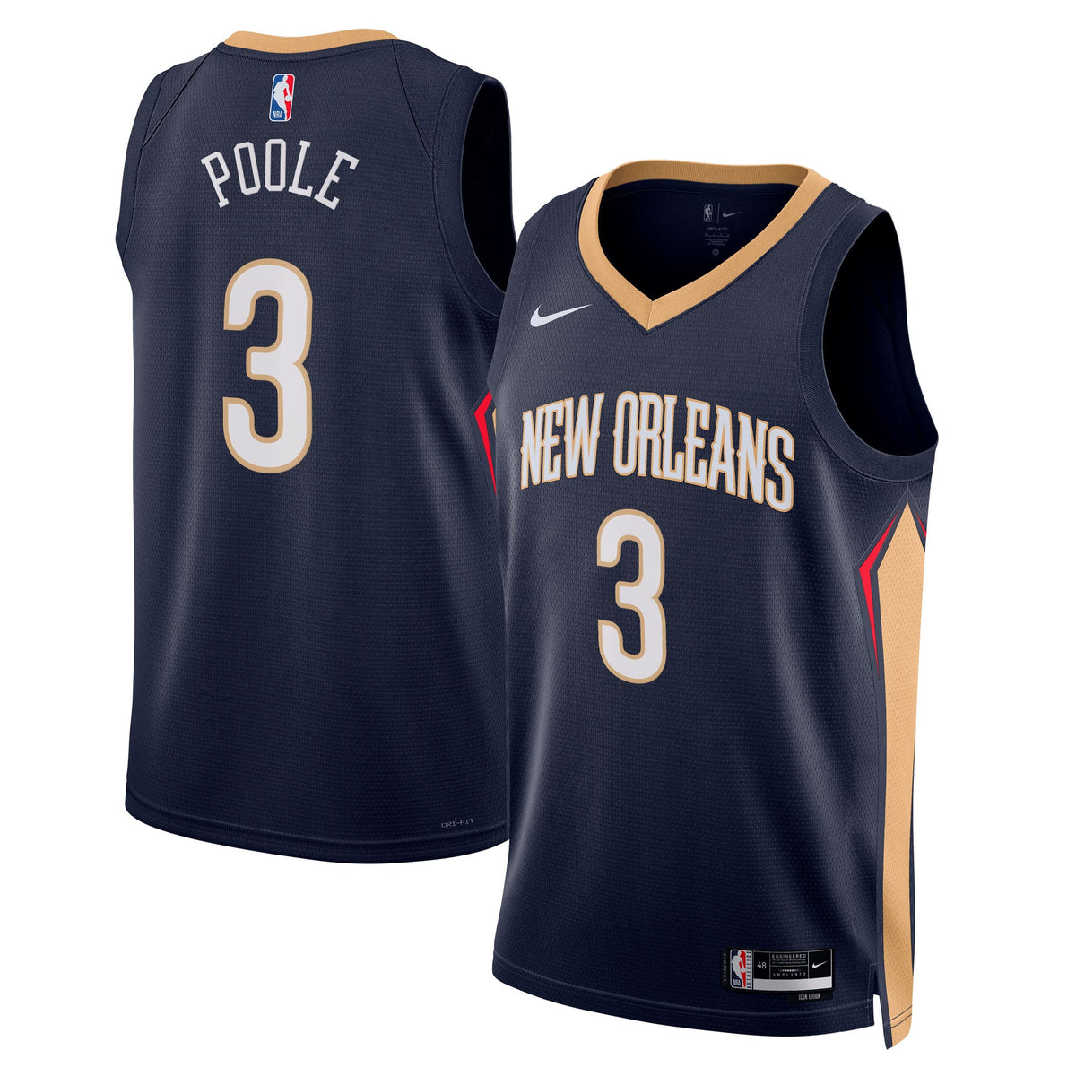 Unisex New Orleans Pelicans Jordan Poole Nike Navy Swingman Jersey - Icon Edition
