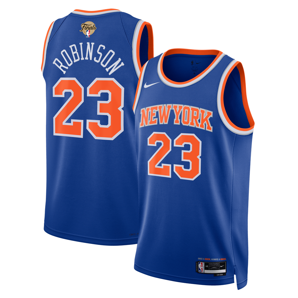 Unisex New York Knicks Mitchell Robinson Nike Blue 2026 NBA Finals Patch Swingman Jersey - Icon Edition