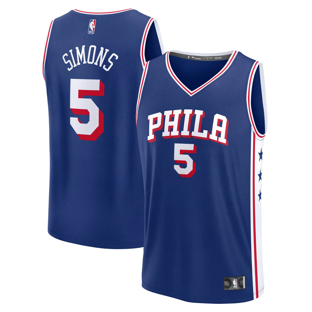 Youth Philadelphia 76ers Anfernee Simons Fanatics Royal Fast Break Replica Jersey - Icon Edition