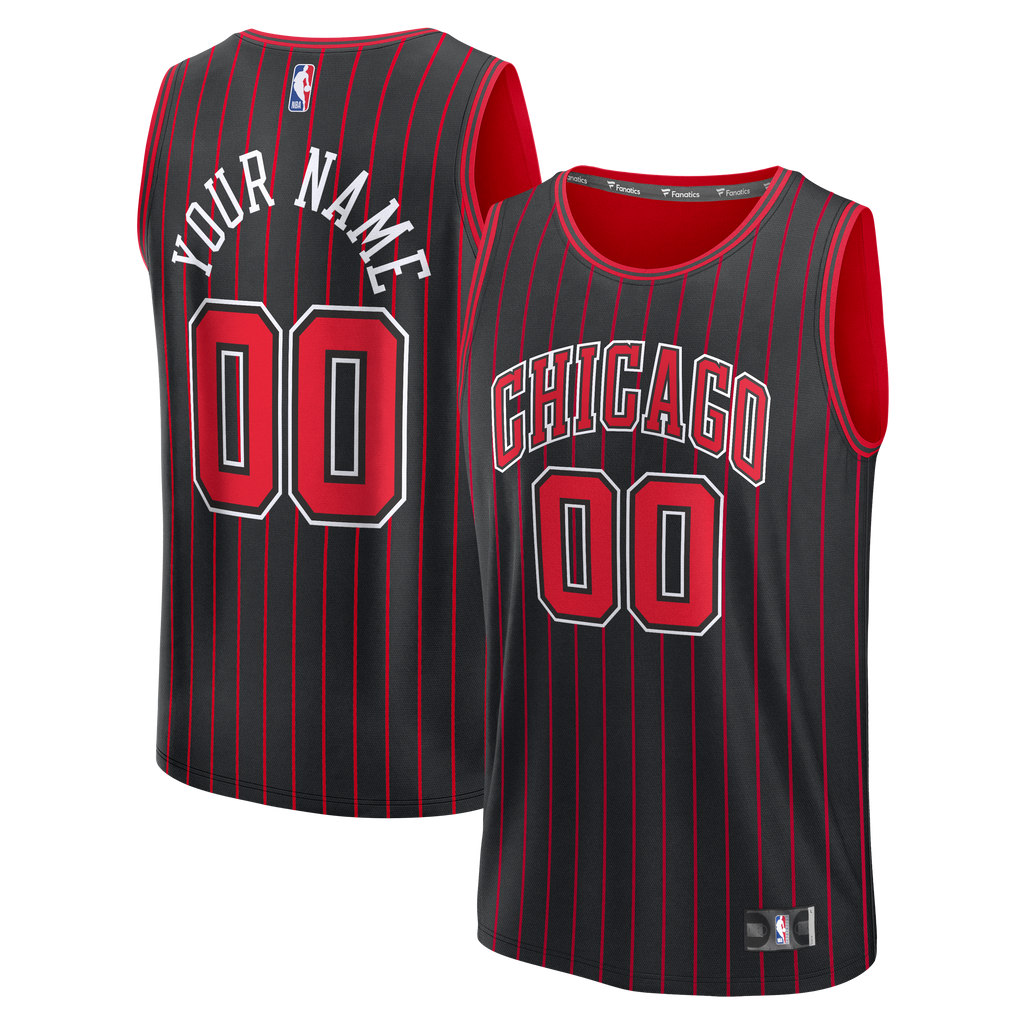 Youth Chicago Bulls Fanatics Black Fast Break Custom Jersey - Statement Edition