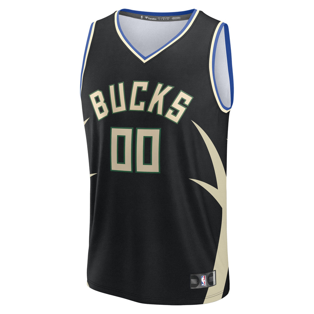 Youth Milwaukee Bucks Fanatics Black Fast Break Custom Replica Jersey - Statement Edition
