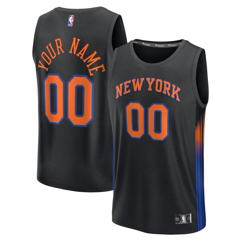 Youth New York Knicks Fanatics Black Fast Break Custom Jersey - Statement Edition
