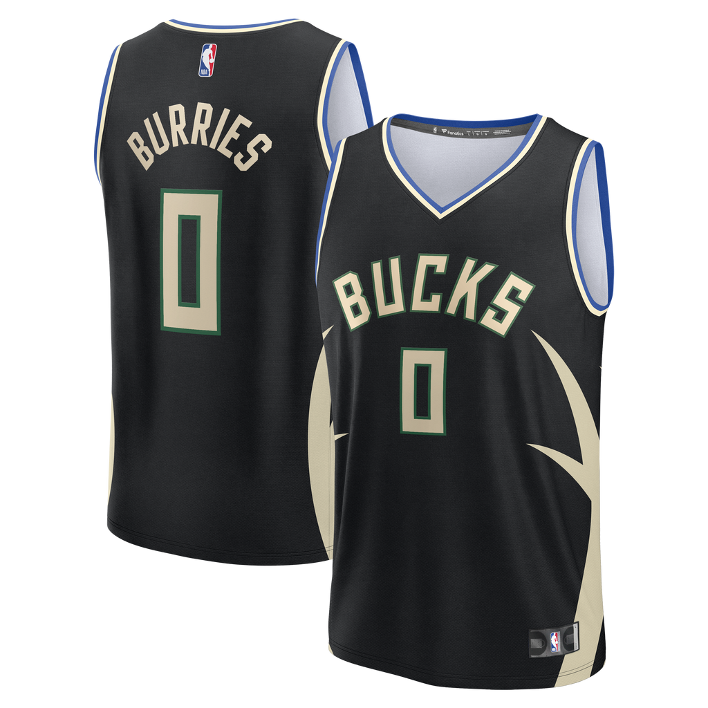 Youth Milwaukee Bucks Brayden Burries Fanatics Black Fast Break Replica Jersey - Statement Edition
