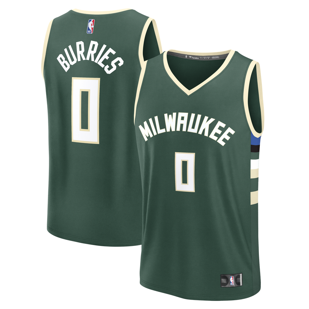 Youth Milwaukee Bucks Brayden Burries Fanatics Hunter Green Fast Break Replica Jersey - Icon Edition