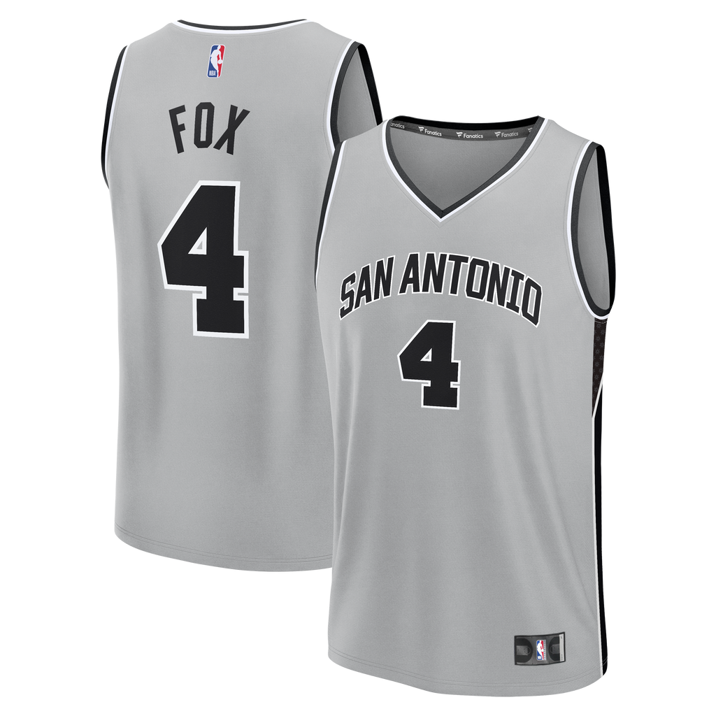 Youth San Antonio Spurs De'Aaron Fox Fanatics Silver Fast Break Jersey - Statement Edition