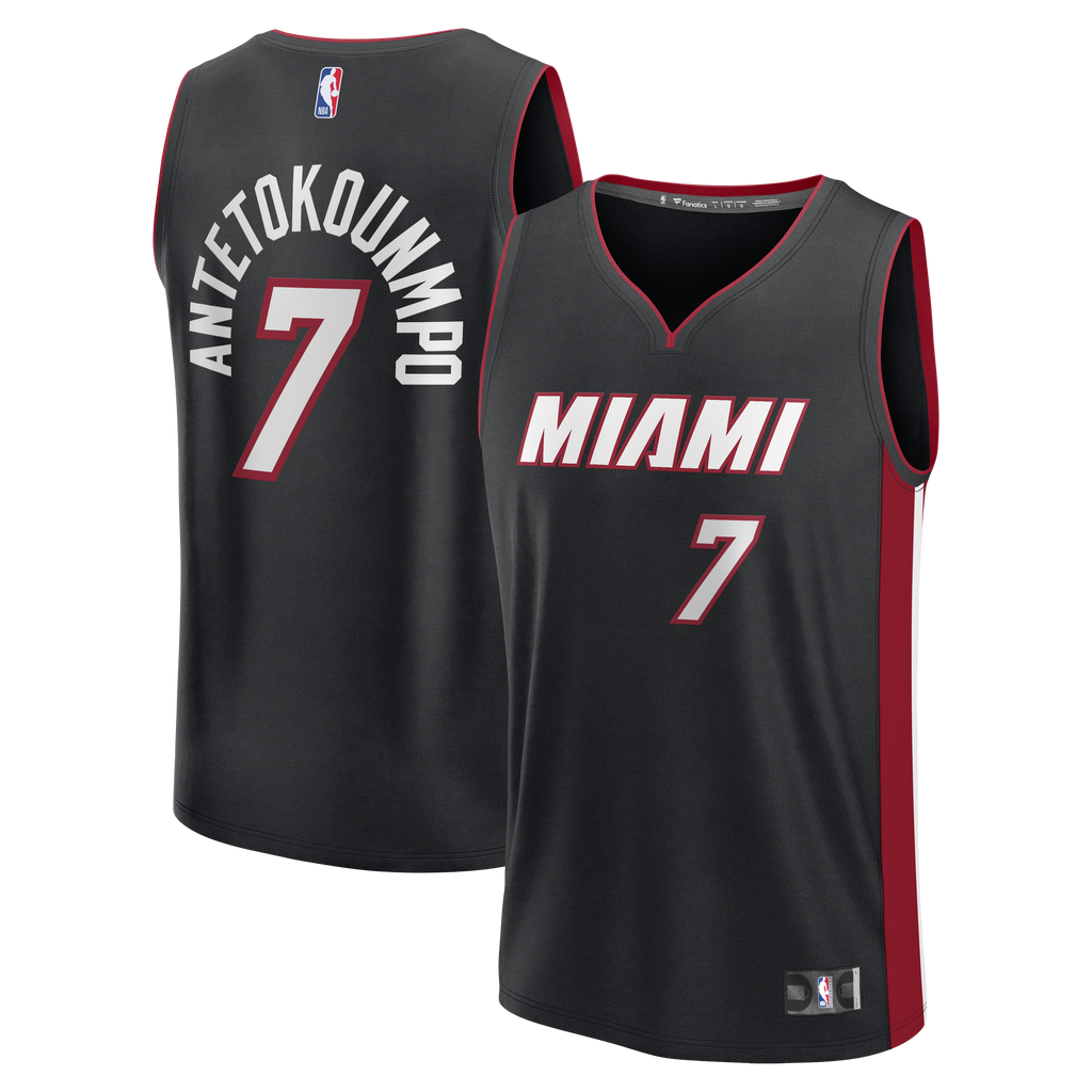 Youth Miami Heat Giannis Antetokounmpo Fanatics Black Fast Break Replica Jersey - Icon Edition