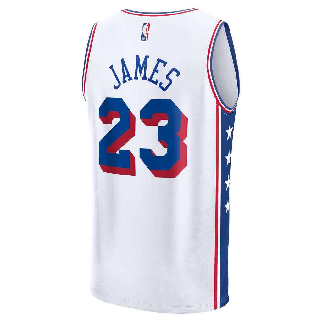 Youth Philadelphia 76ers LeBron James Fanatics White Fast Break Jersey - Association Edition
